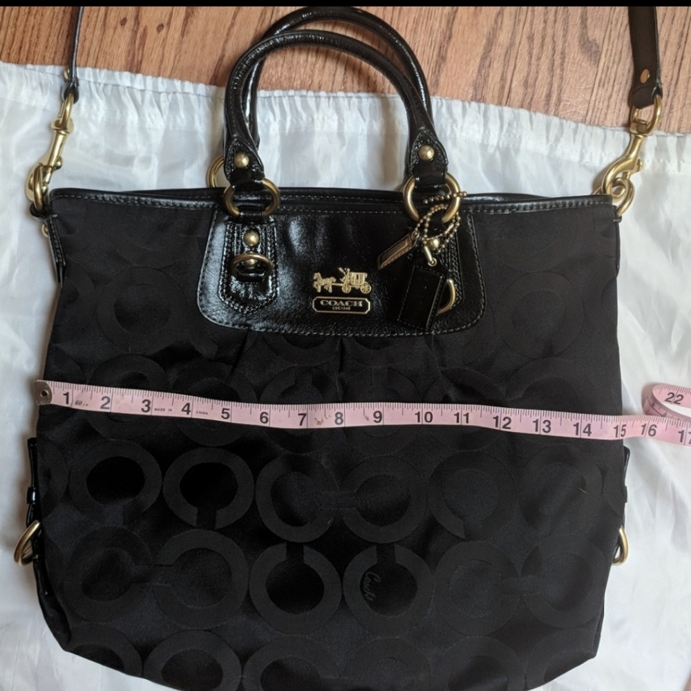 Coach tote - Large classic black tote w/ lavendar